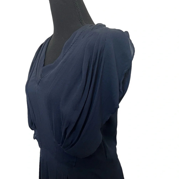 Comptoir Des Cotonniers 100% Silk Dress Navy Blue Size 38 (French) - Picture 3 of 6